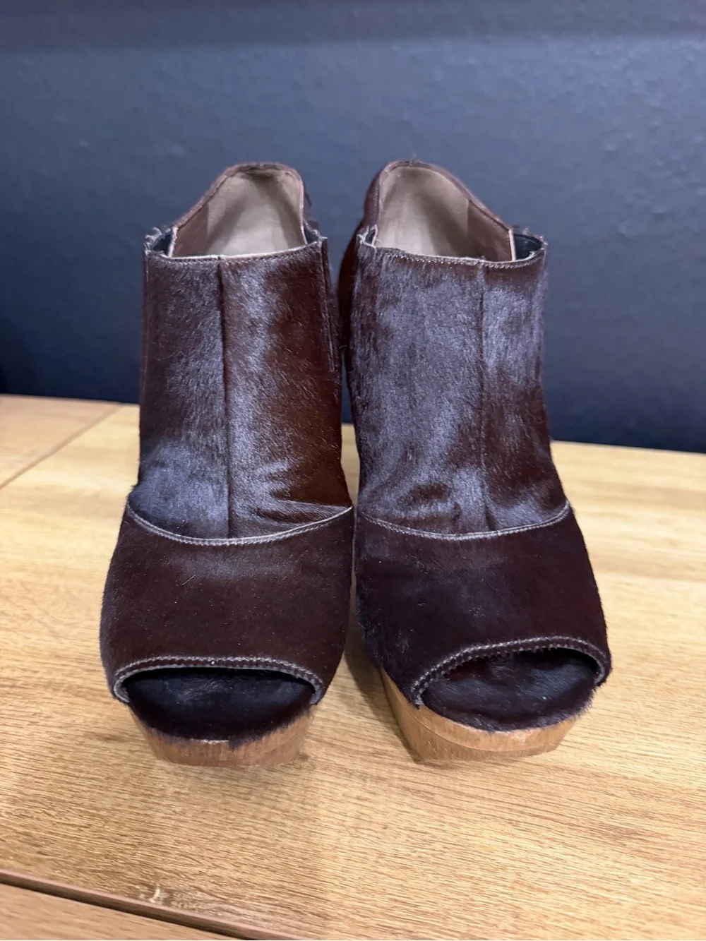 Marni Women's Dark Brown Ponyhair Platform Booties - High Heel Ankle Shoes